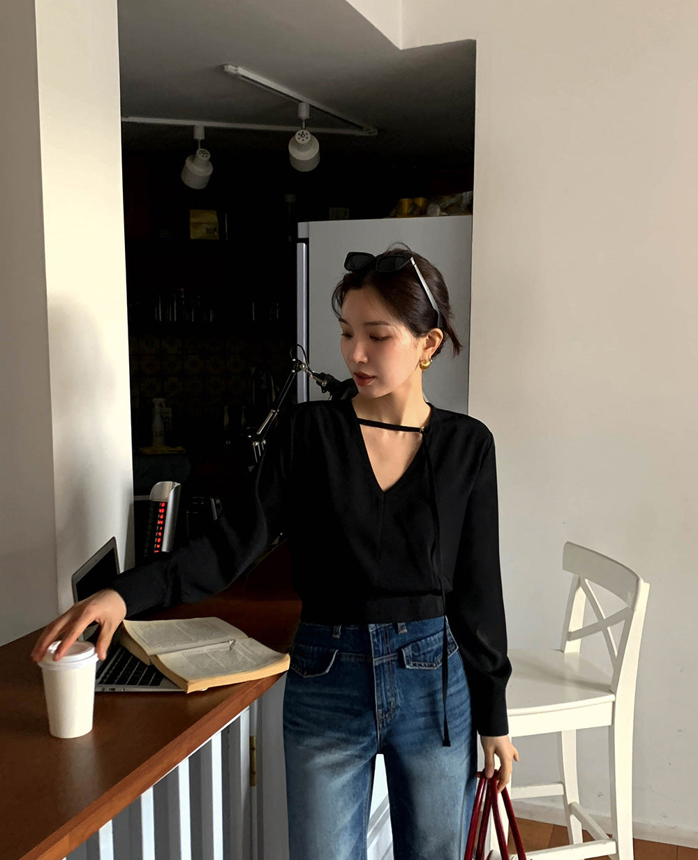 【F032274】韓國設計款輕熟時尚收腰雪紡襯衫250311