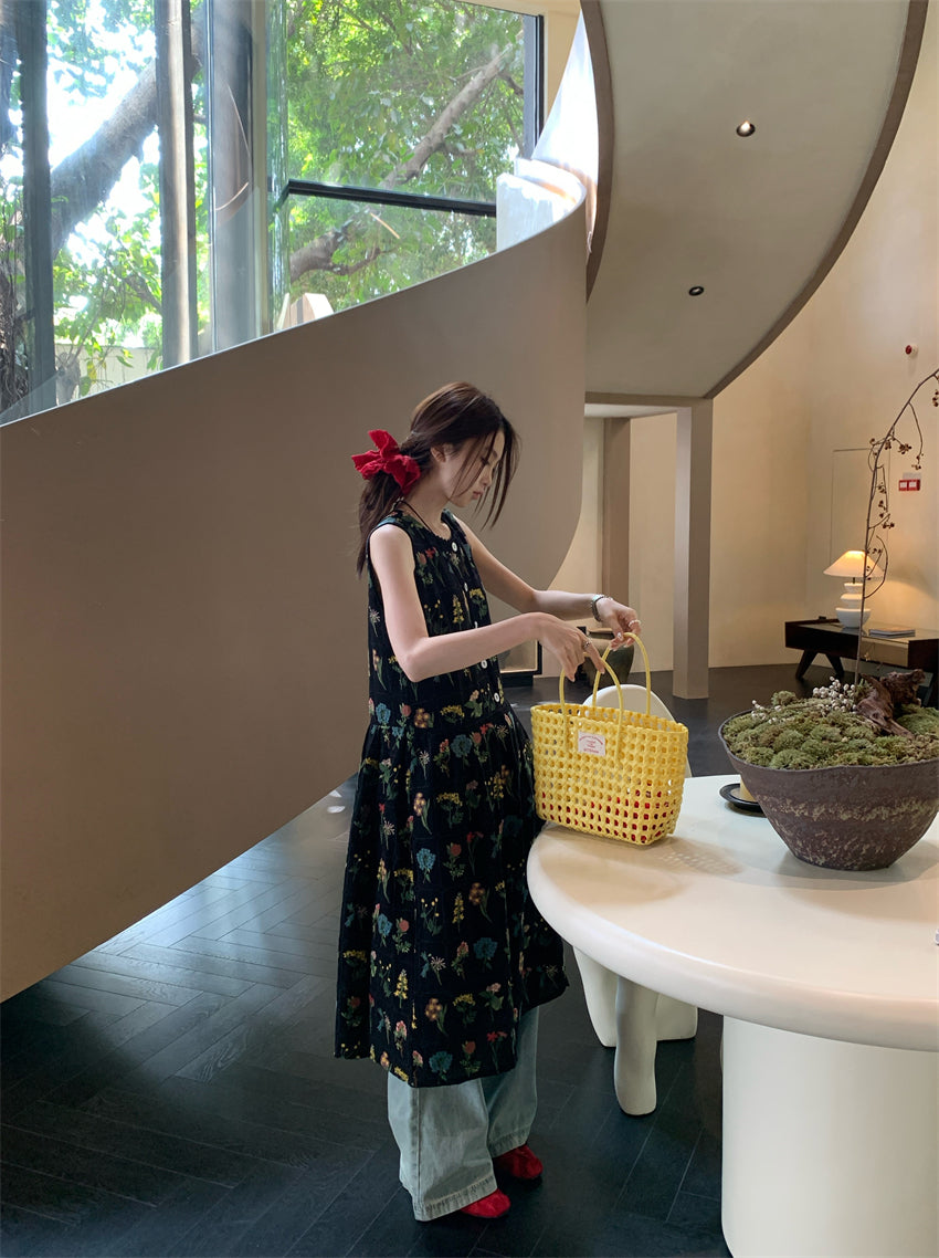 【F034274】實拍高單日系復古繡花背心裙洋裝250325