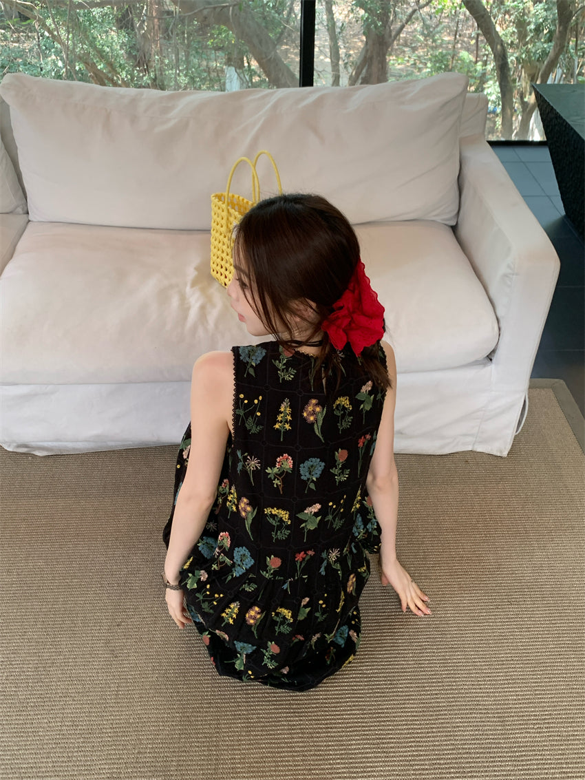 【F034274】實拍高單日系復古繡花背心裙洋裝250325