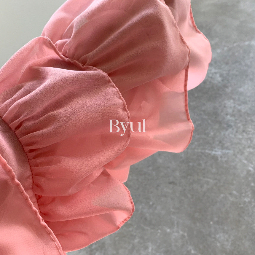 【F60350】韓國春夏輕熟浪漫大荷葉設計款立領襯衫250408