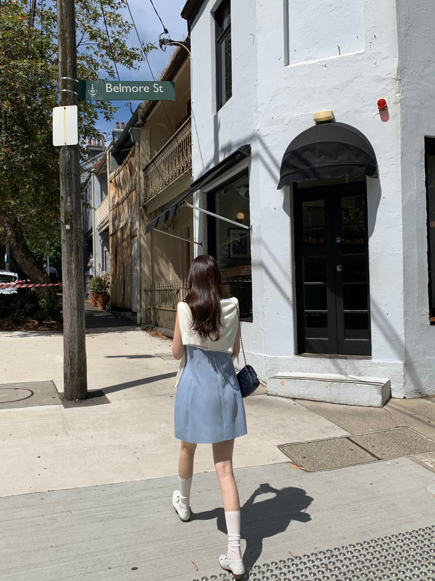 【F60294】韓國法式簡約圓領氣質小洋裝250401