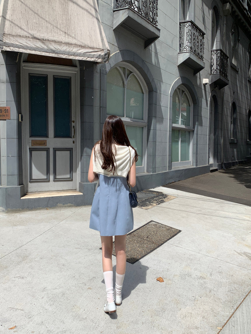 【F60294】韓國法式簡約圓領氣質小洋裝250401