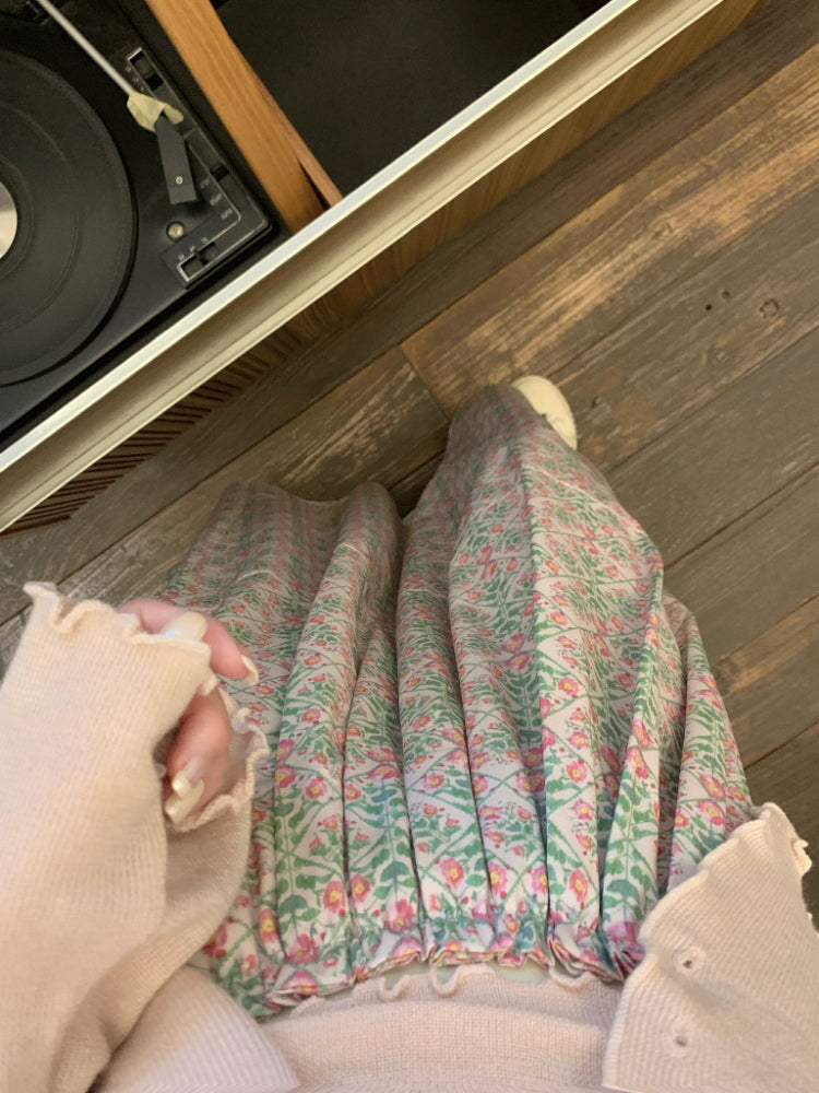 【F60346】實拍韓系復古温柔小碎花垂感A字裙250408