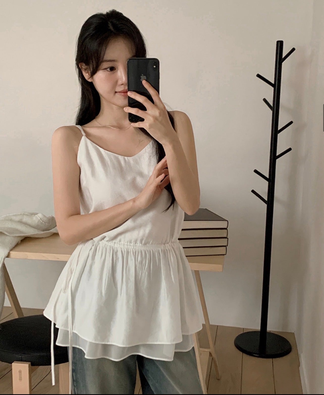 【F60357】韓國夏季法式微甜芭蕾抽繩收腰上衣短洋250408