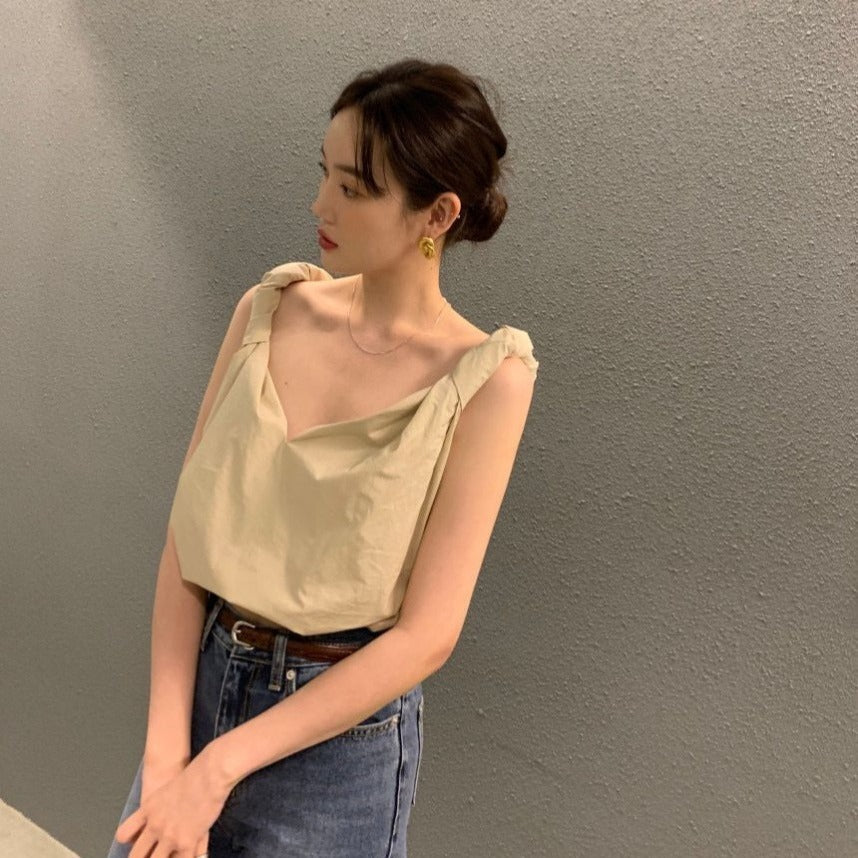 【F60355】韓國夏季法式小眾設計背心250408