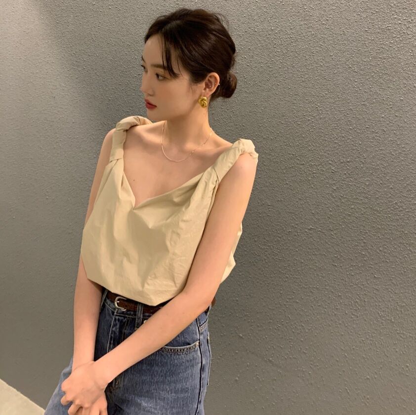 【F60355】韓國夏季法式小眾設計背心250408