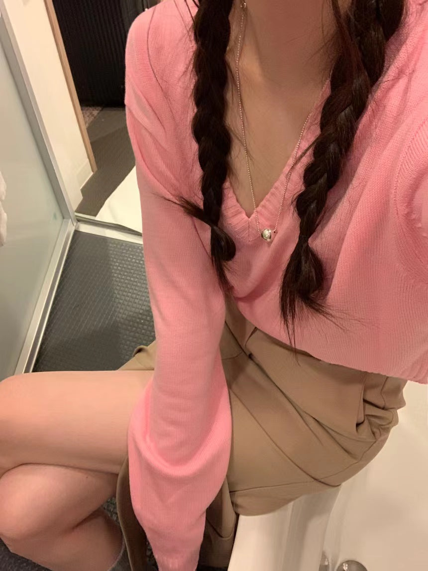 【F60354】韓國夏季設計感高腰前開叉裙250408
