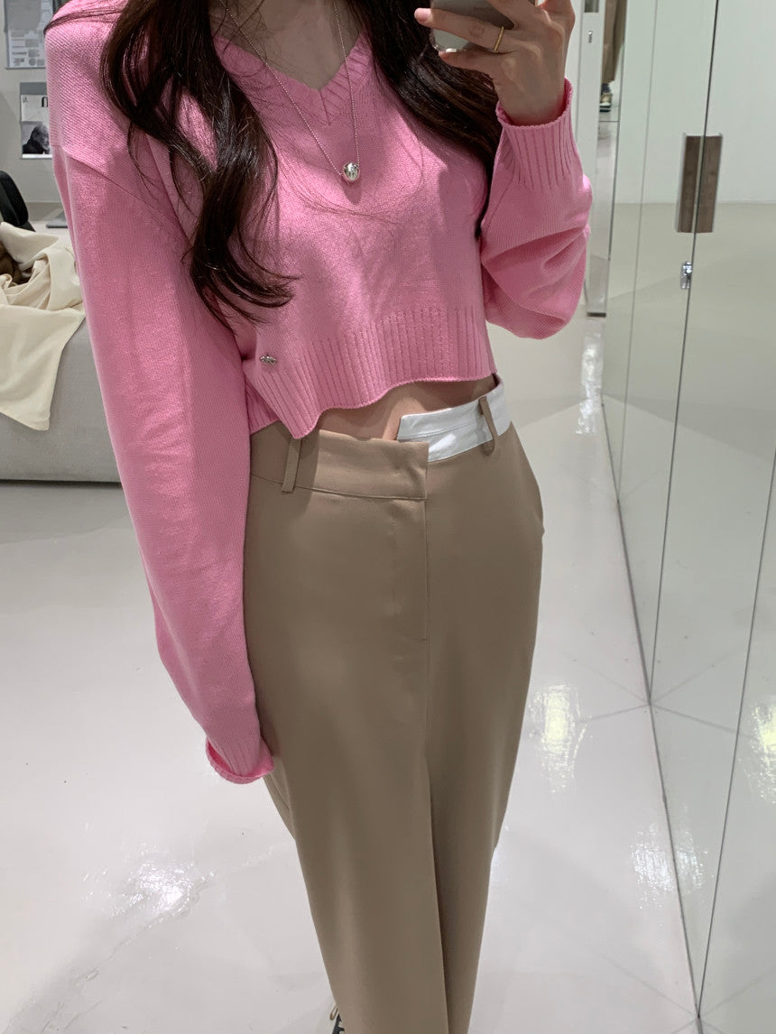【F60354】韓國夏季設計感高腰前開叉裙250408