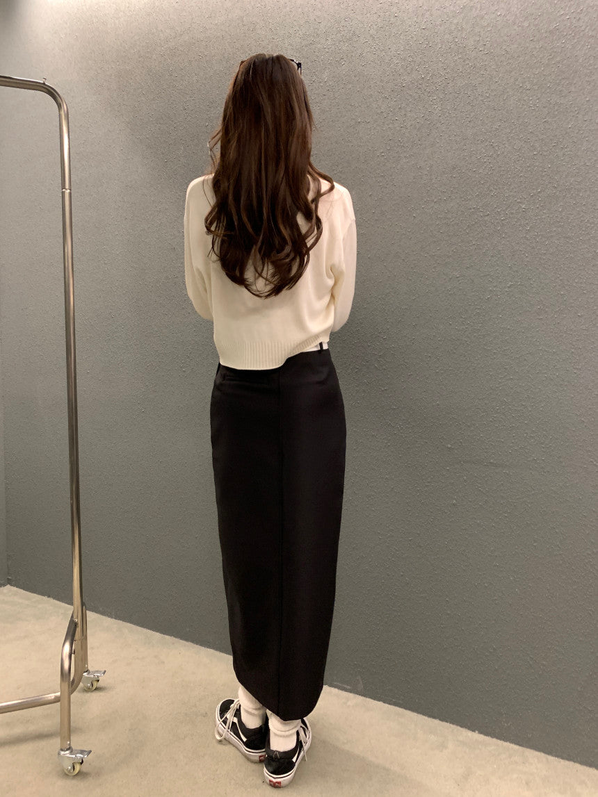 【F60354】韓國夏季設計感高腰前開叉裙250408