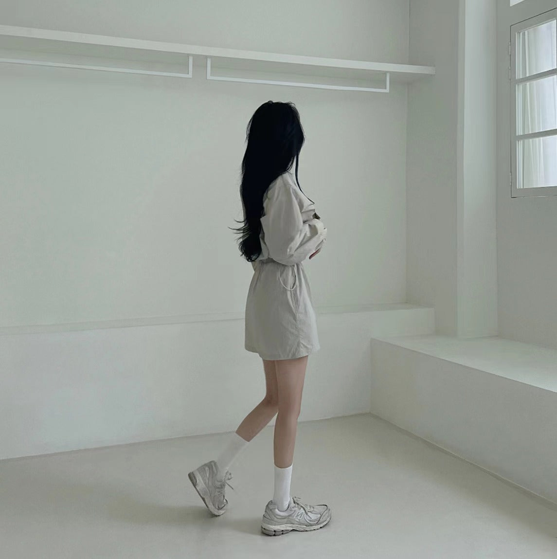 【F60353】韓國春夏休閒長袖外套+a字裙 套裝250408