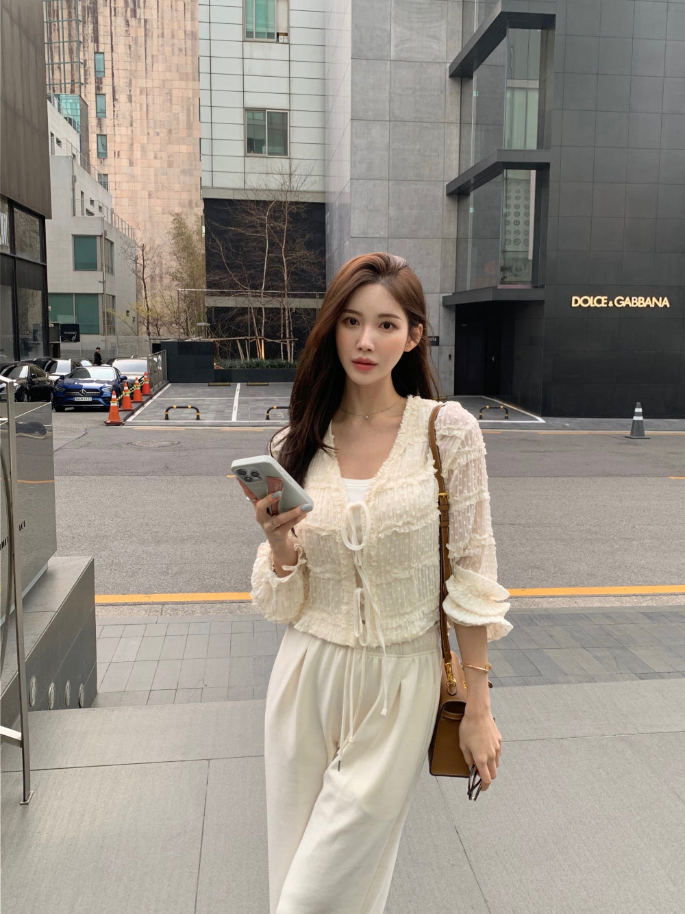 【F60311】春夏氣質甜美長袖雪紡開衫250401