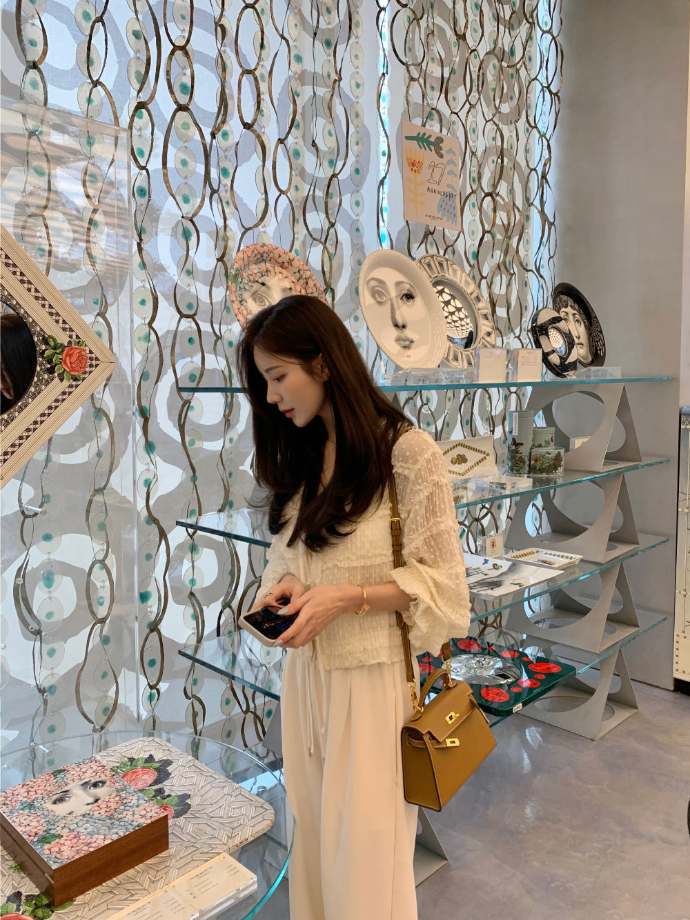 【F60311】春夏氣質甜美長袖雪紡開衫250401