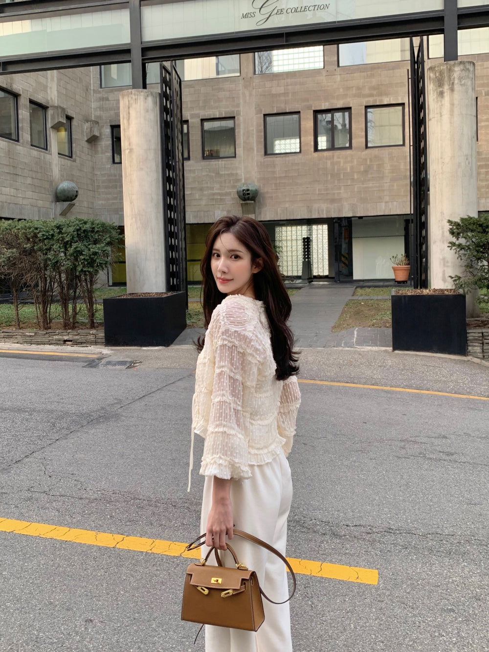 【F60311】春夏氣質甜美長袖雪紡開衫250401