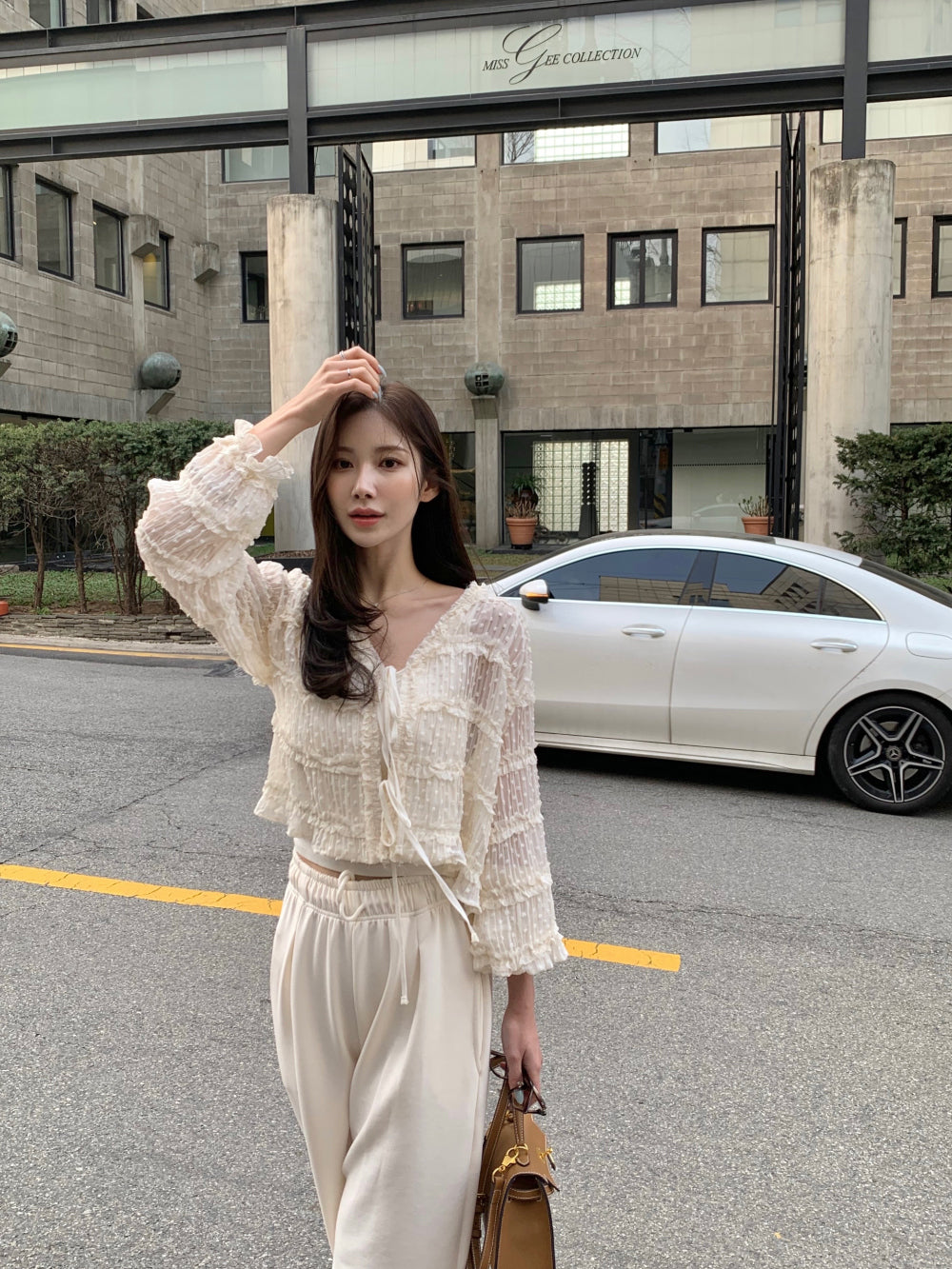 【F60311】春夏氣質甜美長袖雪紡開衫250401