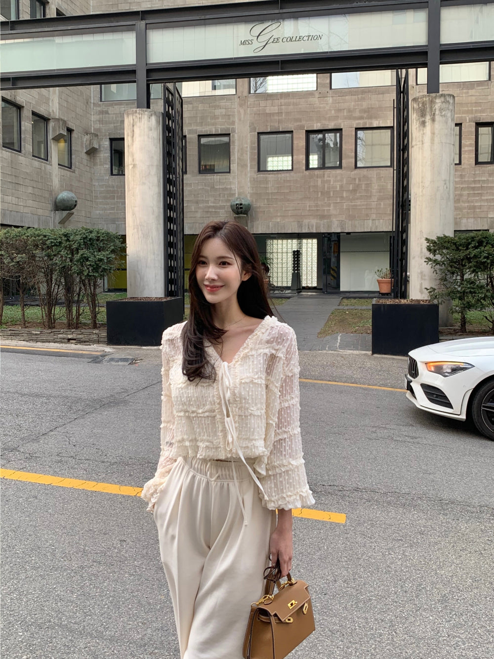 【F60311】春夏氣質甜美長袖雪紡開衫250401