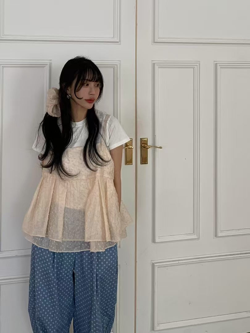 【F60302】夏季韓國甜美俏皮少女吊帶背心250401