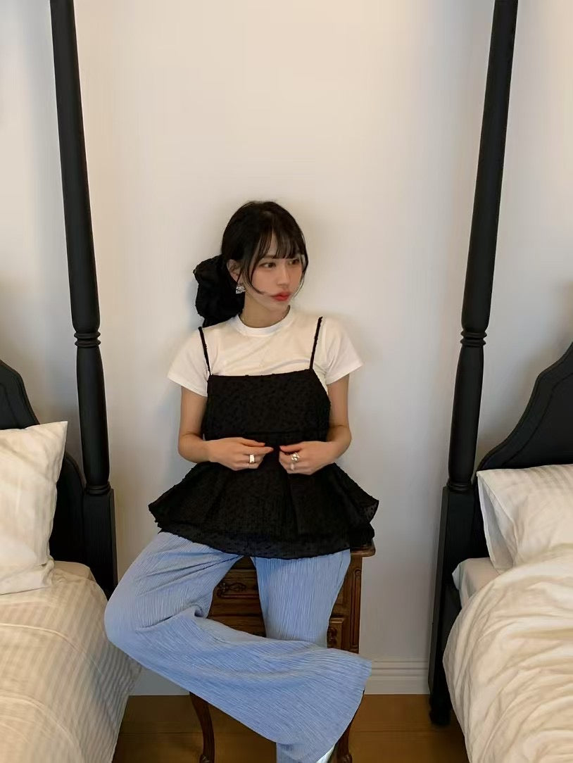 【F60302】夏季韓國甜美俏皮少女吊帶背心250401