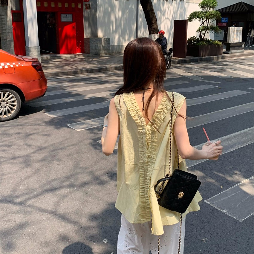 【F60397】實拍韓國原單前後兩穿襯衫+全蕾絲闊腿褲(分開下單)250526