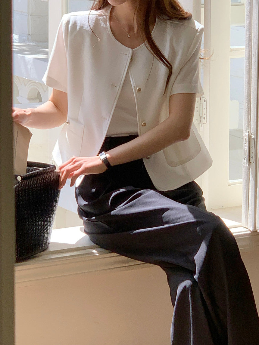 【F60383】實拍夏季小香風氣質短袖上衣外套250512