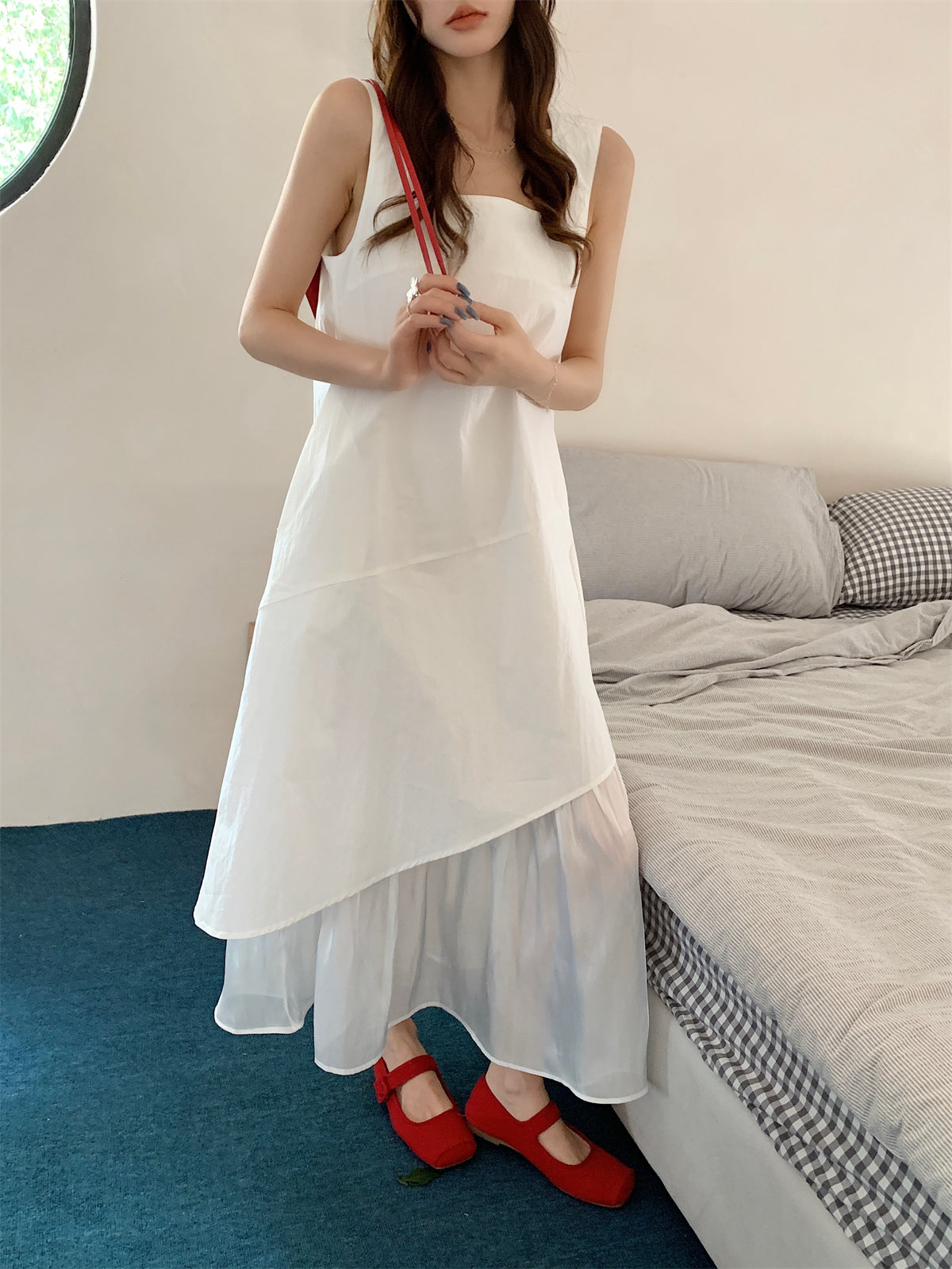 【F60372】實拍韓國簡約不規則長洋裝250512