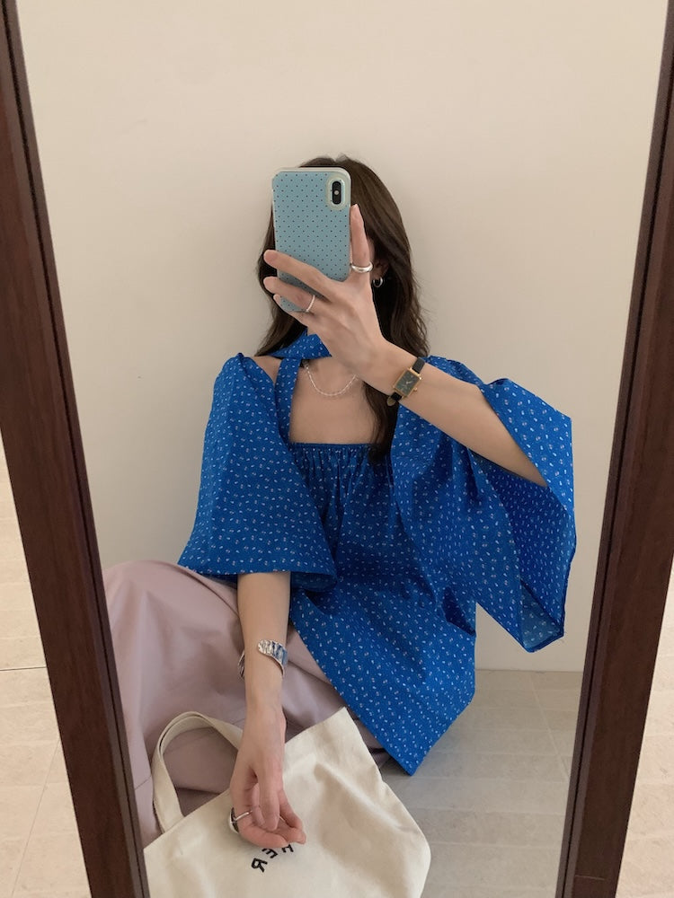 【F60453】實拍一字領寬鬆氣質襯衫250609