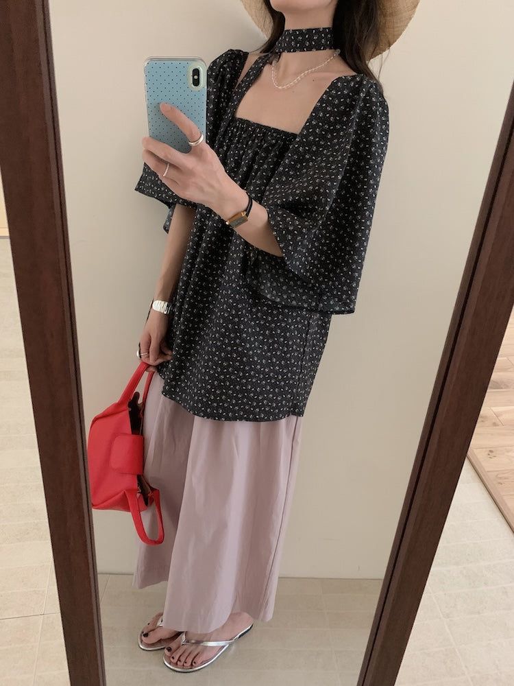 【F60453】實拍一字領寬鬆氣質襯衫250609