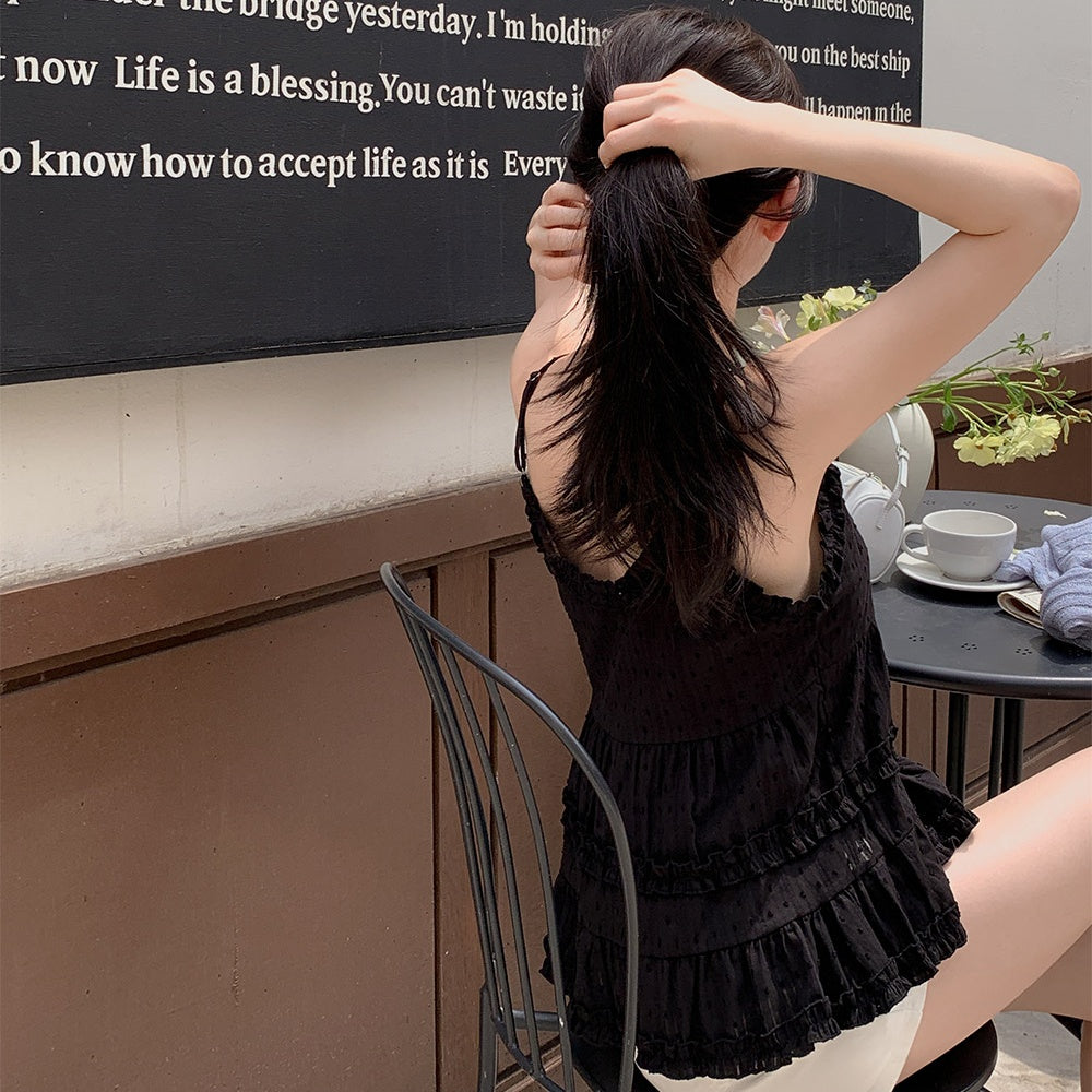 【F60417】韓國復古甜美浪漫小眾小清新背心250526