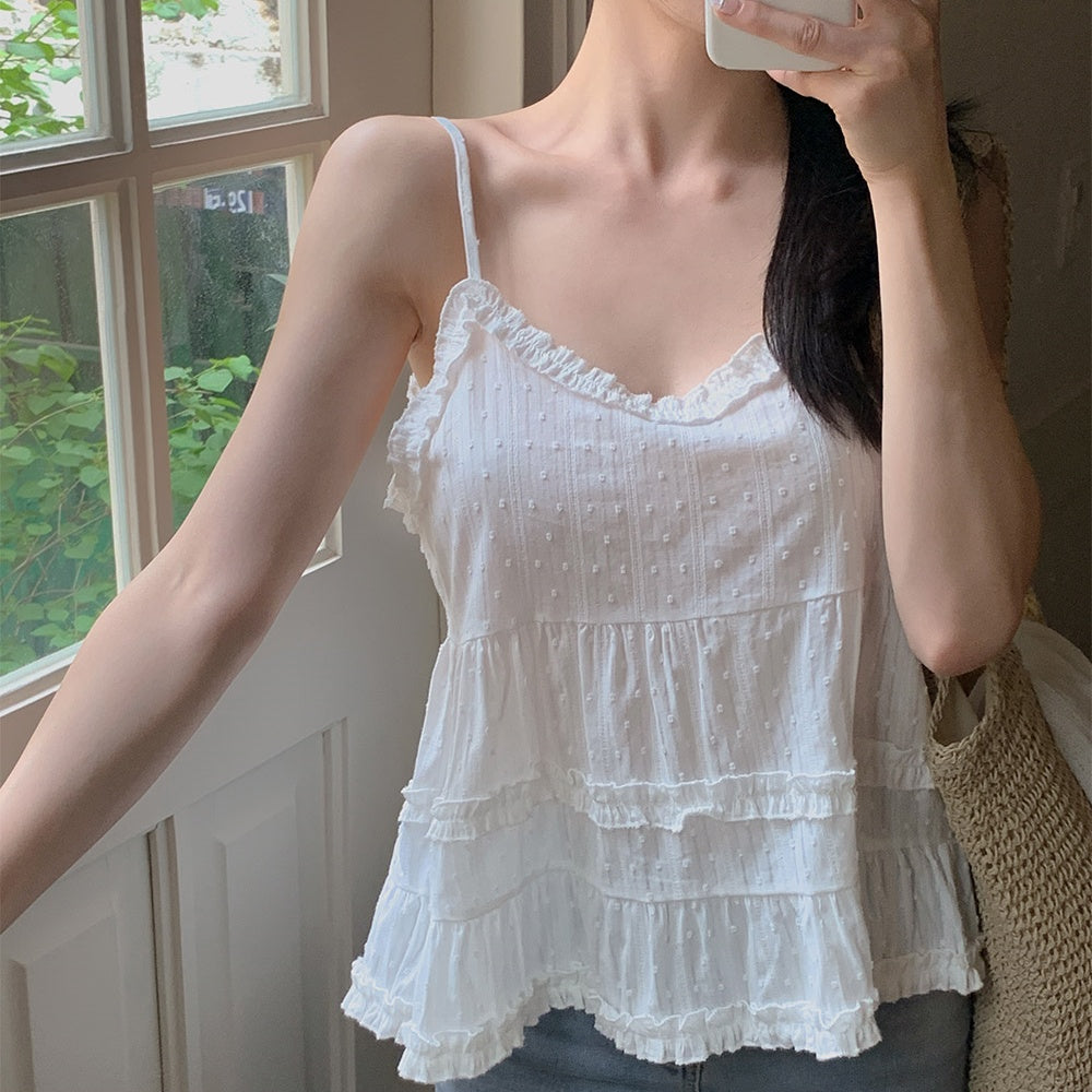 【F60417】韓國復古甜美浪漫小眾小清新背心250526
