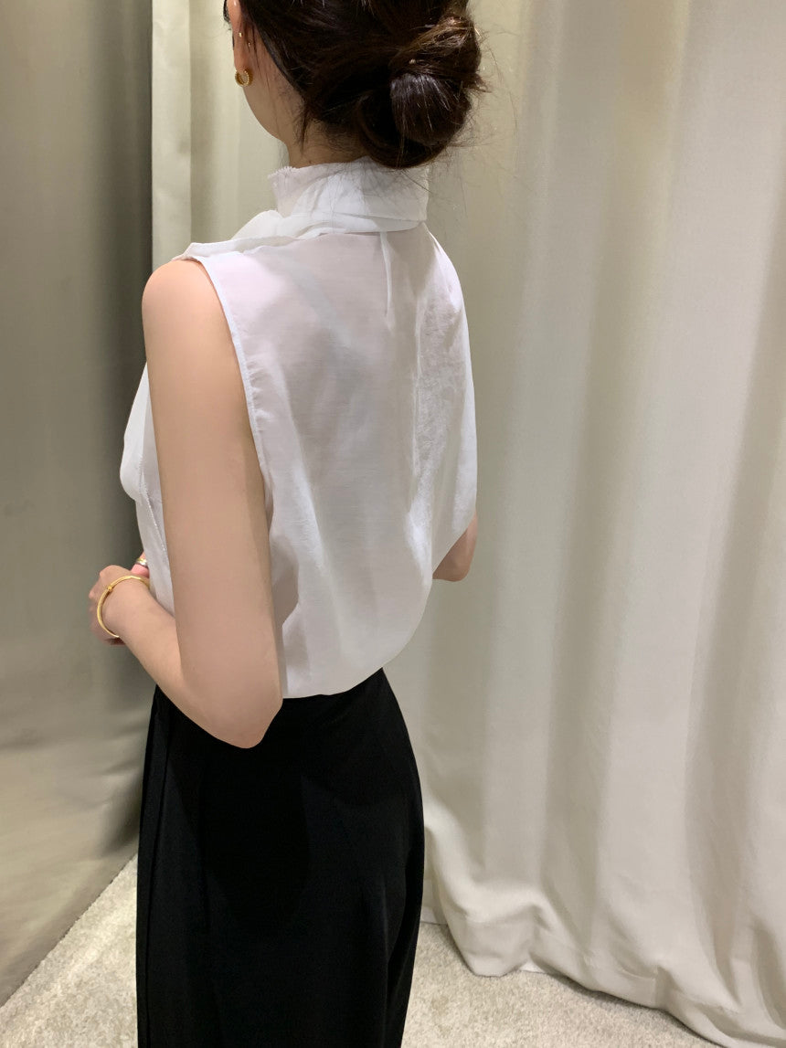 【F60378】現貨韓國夏季法式設計感飄帶雪紡上衣250512