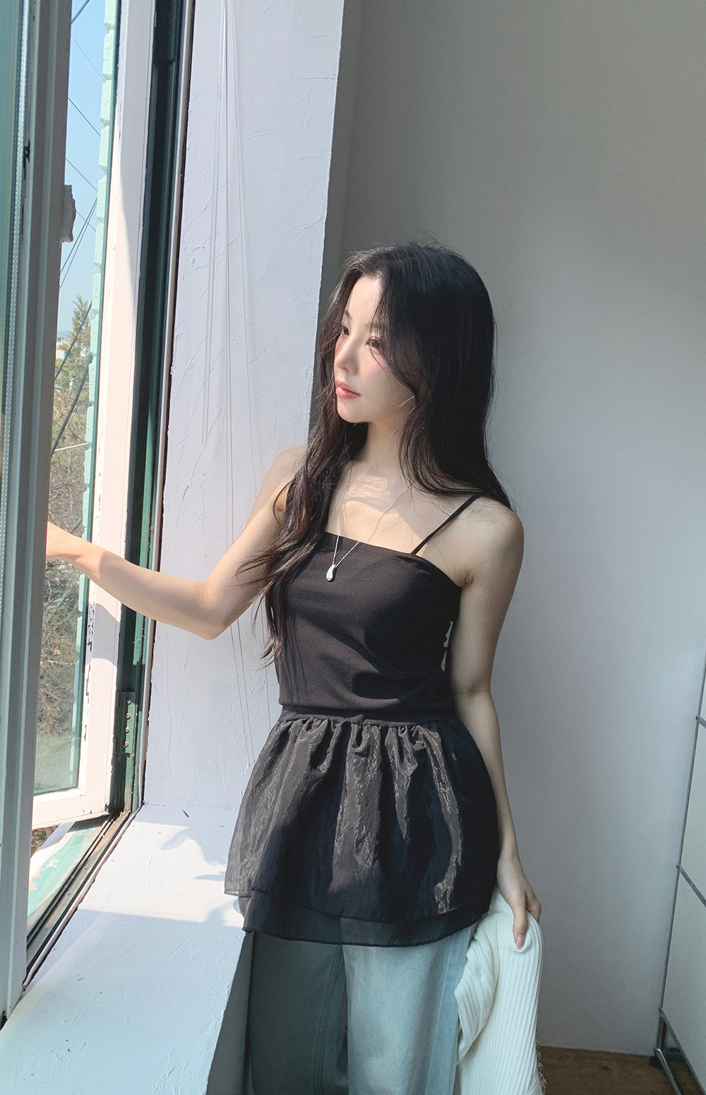 【F60368】實拍夏季芭蕾感復古雪紡吊帶背心250512