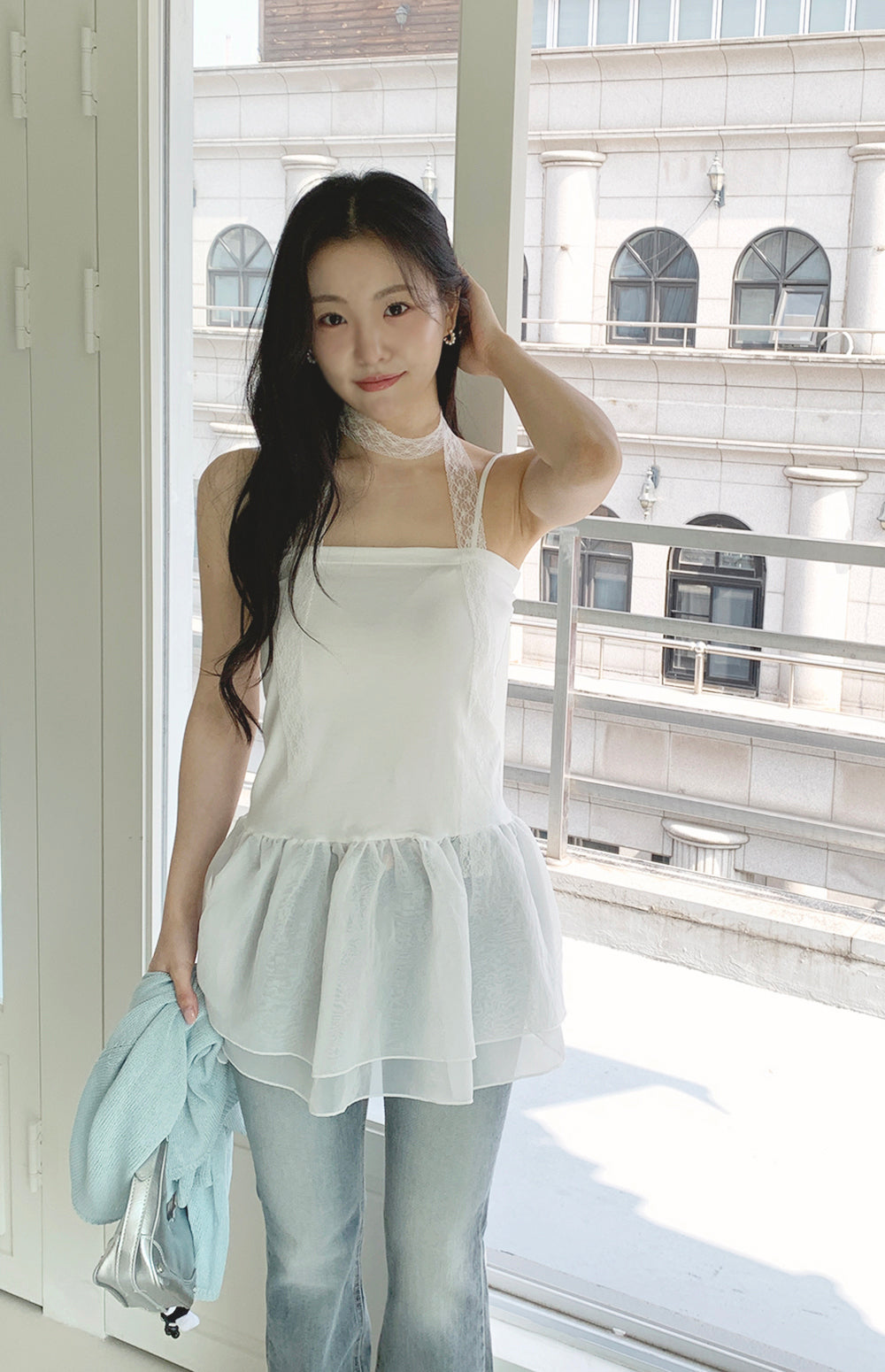 【F60368】實拍夏季芭蕾感復古雪紡吊帶背心250512