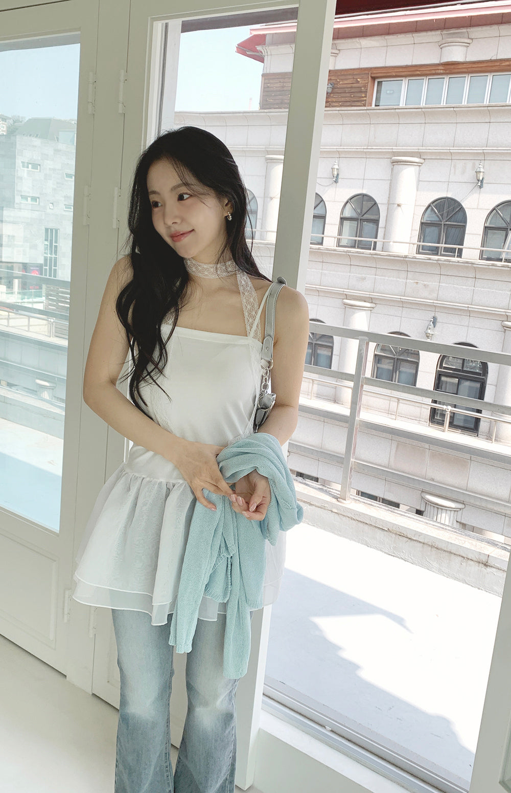 【F60368】實拍夏季芭蕾感復古雪紡吊帶背心250512