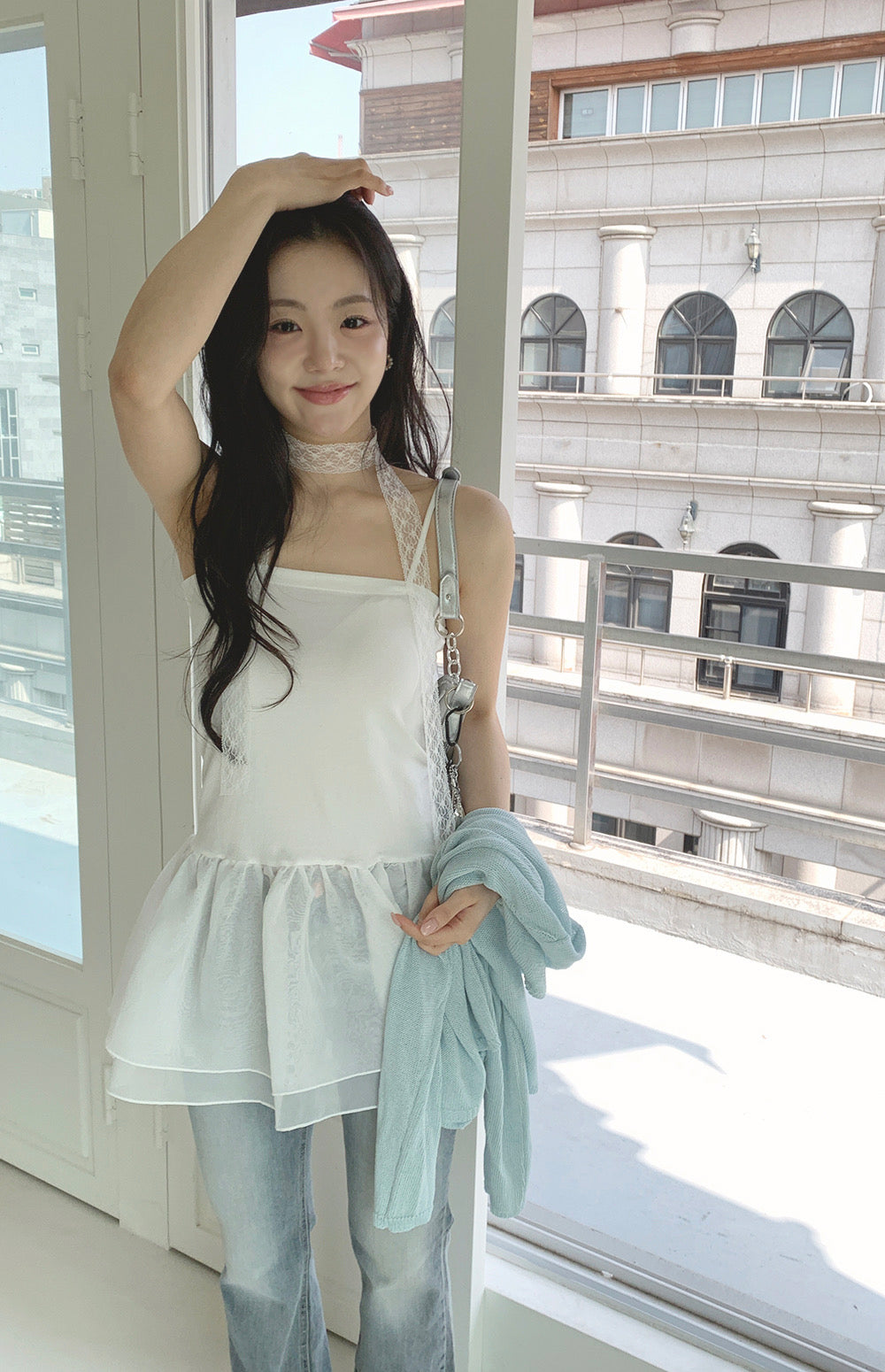【F60368】實拍夏季芭蕾感復古雪紡吊帶背心250512
