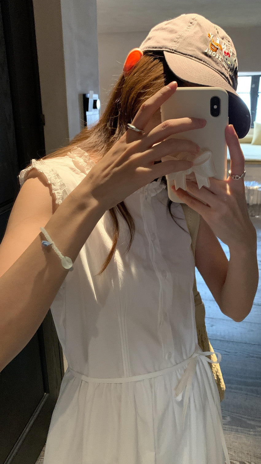 【F60421】實拍法式復古小荷葉拼接繫帶收腰洋裝250526