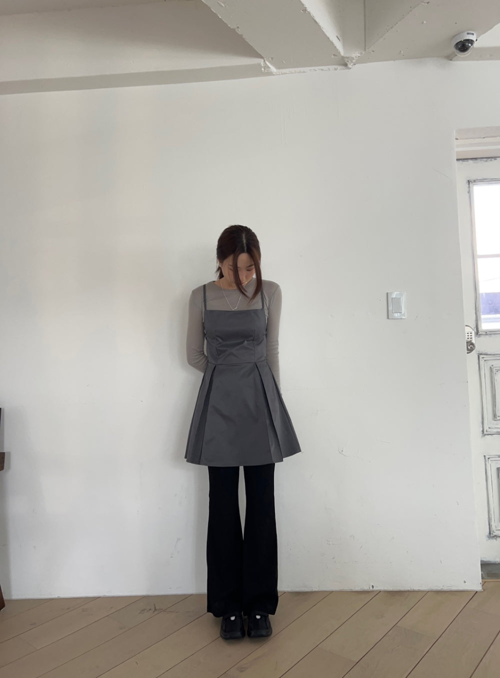 【F60473】實拍韓系復古綁帶背心A字洋裝250616