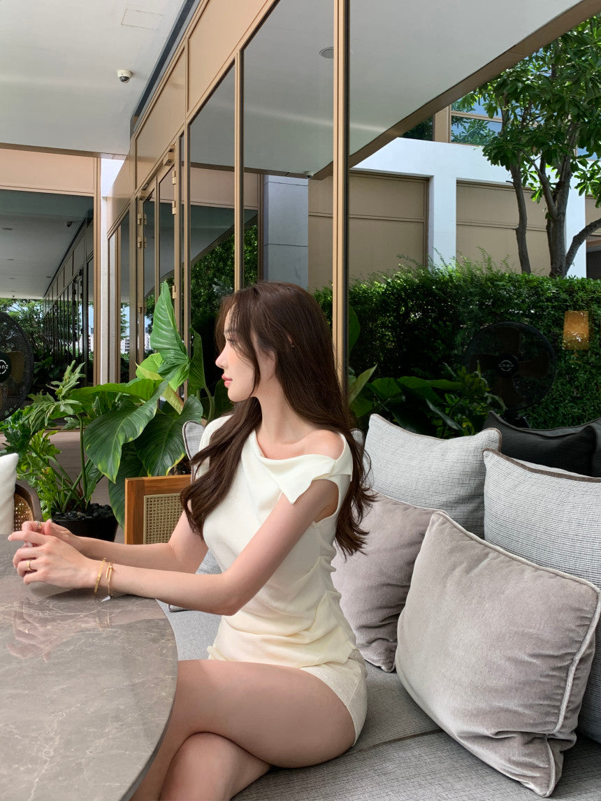 【F60367】實拍夏季斜領設計款針織衫250512
