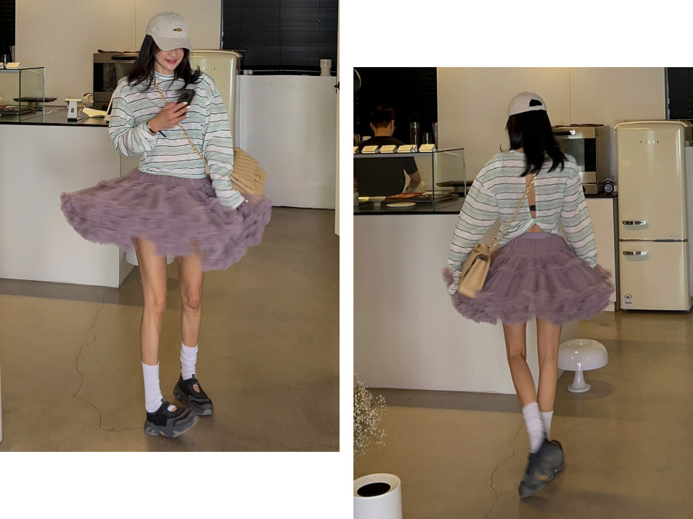 【F60415】韓國蓬蓬網紗甜美蛋糕裙(內有安全褲)250526