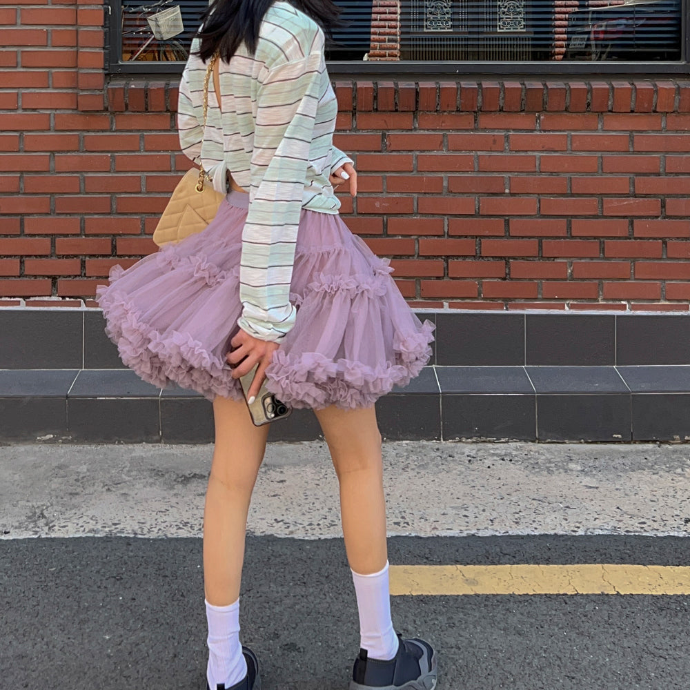 【F60415】韓國蓬蓬網紗甜美蛋糕裙(內有安全褲)250526