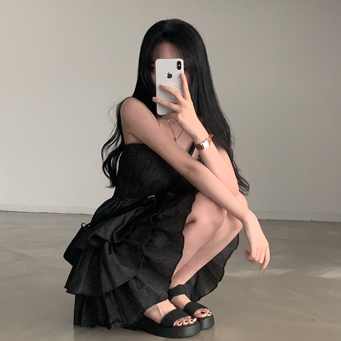 【F60401】實拍韓國復古甜美蛋糕平口洋裝250526