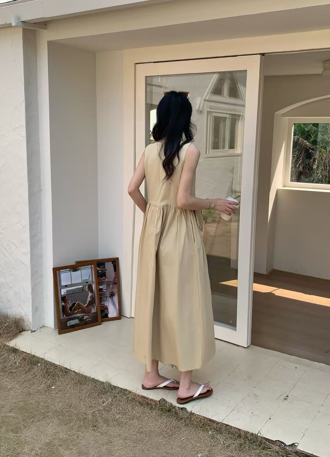 【F60446】實拍韓國夏天簡約氣質洋裝+斜背小包250609