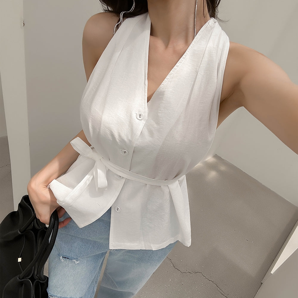 【F60479】韓國夏季法式氣質優雅襯衫250616