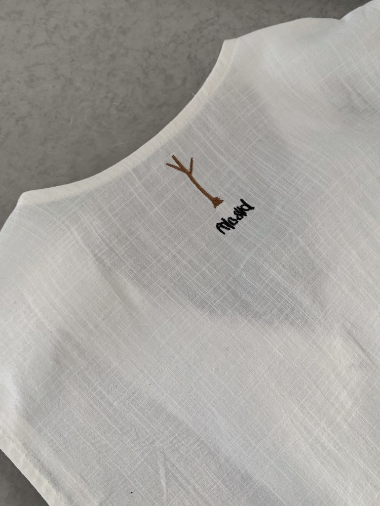 【F60454】實拍日系可愛小動物 重工刺繡舒適麻棉襯衫250609