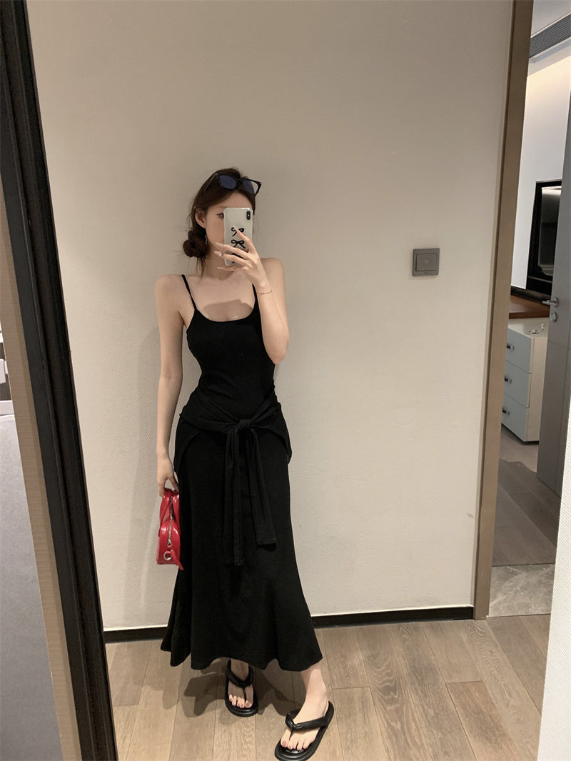 【F60431】實拍夏天度假感條紋披肩+吊帶舒適長洋裝250609
