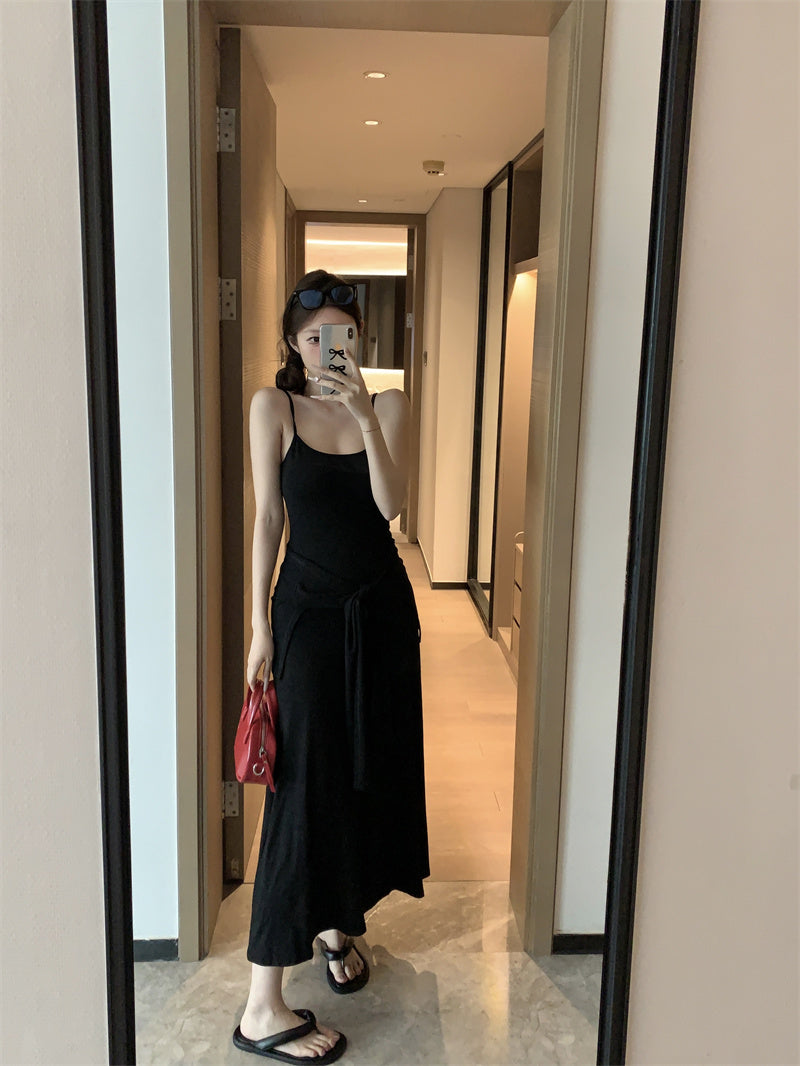 【F60431】實拍夏天度假感條紋披肩+吊帶舒適長洋裝250609