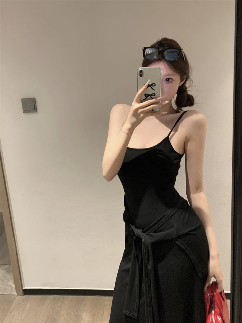 【F60431】實拍夏天度假感條紋披肩+吊帶舒適長洋裝250609