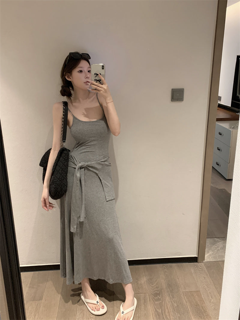【F60431】實拍夏天度假感條紋披肩+吊帶舒適長洋裝250609