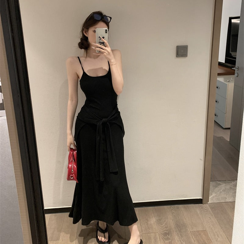 【F60431】實拍夏天度假感條紋披肩+吊帶舒適長洋裝250609