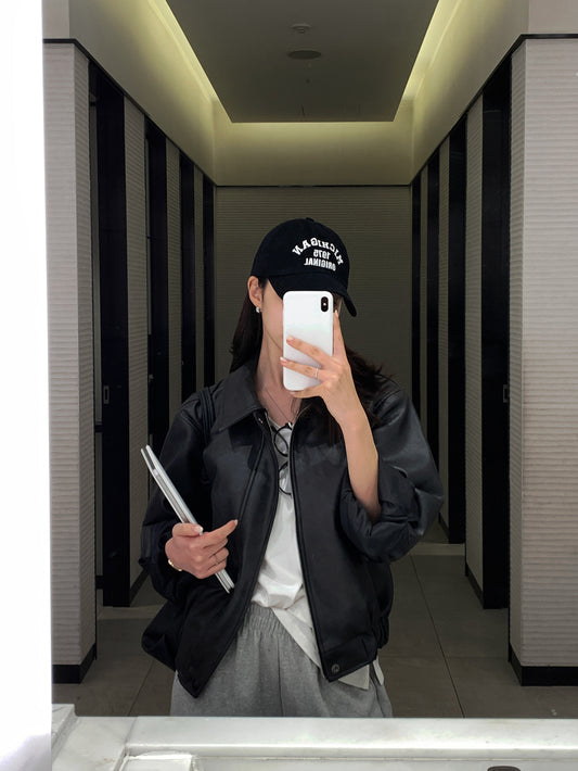 【F60679】摩登通勤・休閒短版皮革夾克外套260825