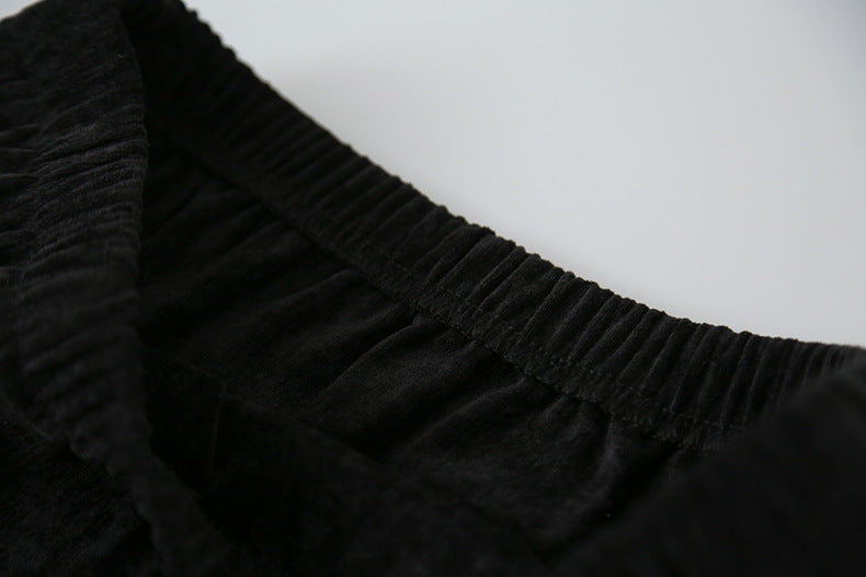 【LD11146】黑色絲絨蕾絲A字裙260128