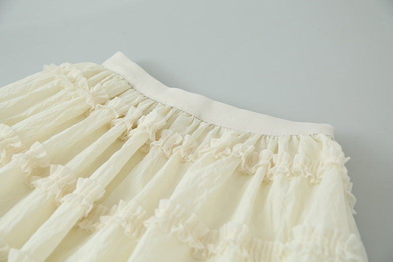 【LD11133】實拍奶杏色高質感蕾絲長裙260128